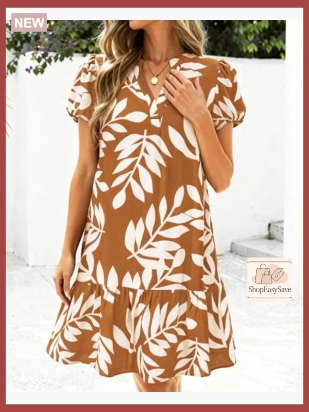 Puffy Sleeve V-Neck A-Line Mini Babydoll Dress Floral Print Boho Chic - Picture 3 of 7